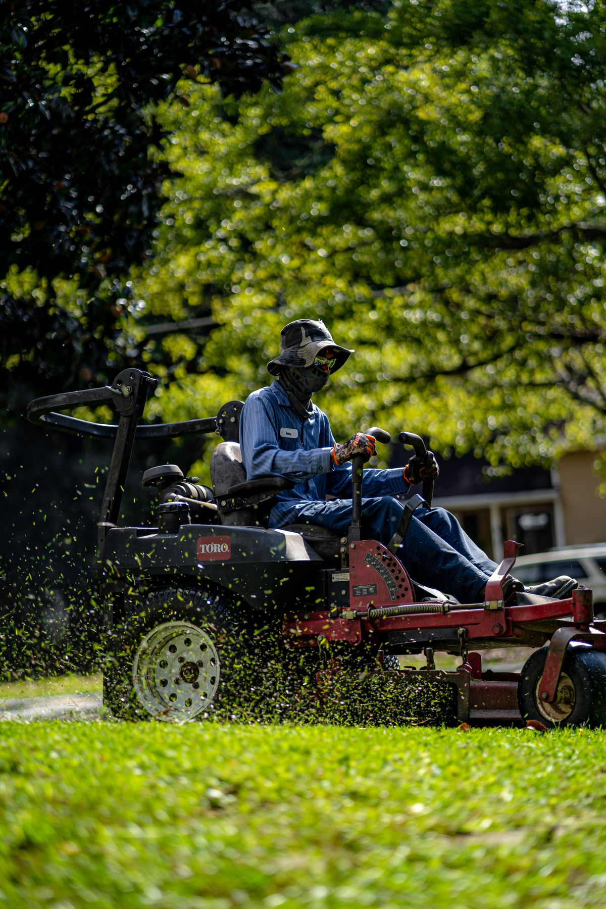 Landscaping professional maintaining grounds